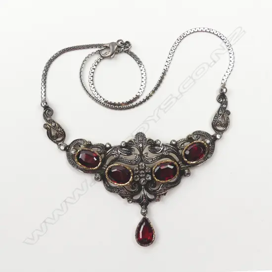 An early 1900s 14ct. gold and silver necklace