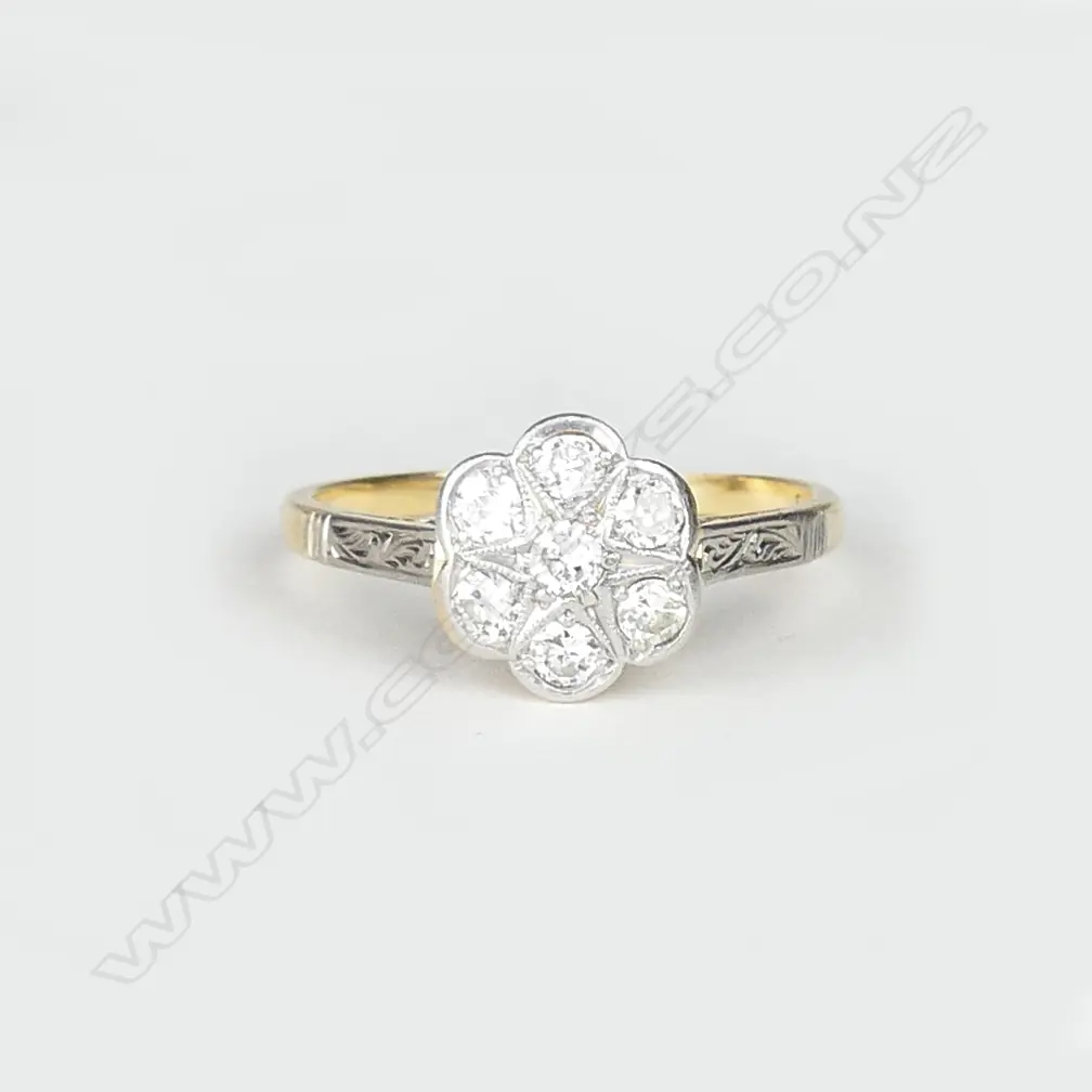 An 18ct gold and diamond cluster ring Image 1++