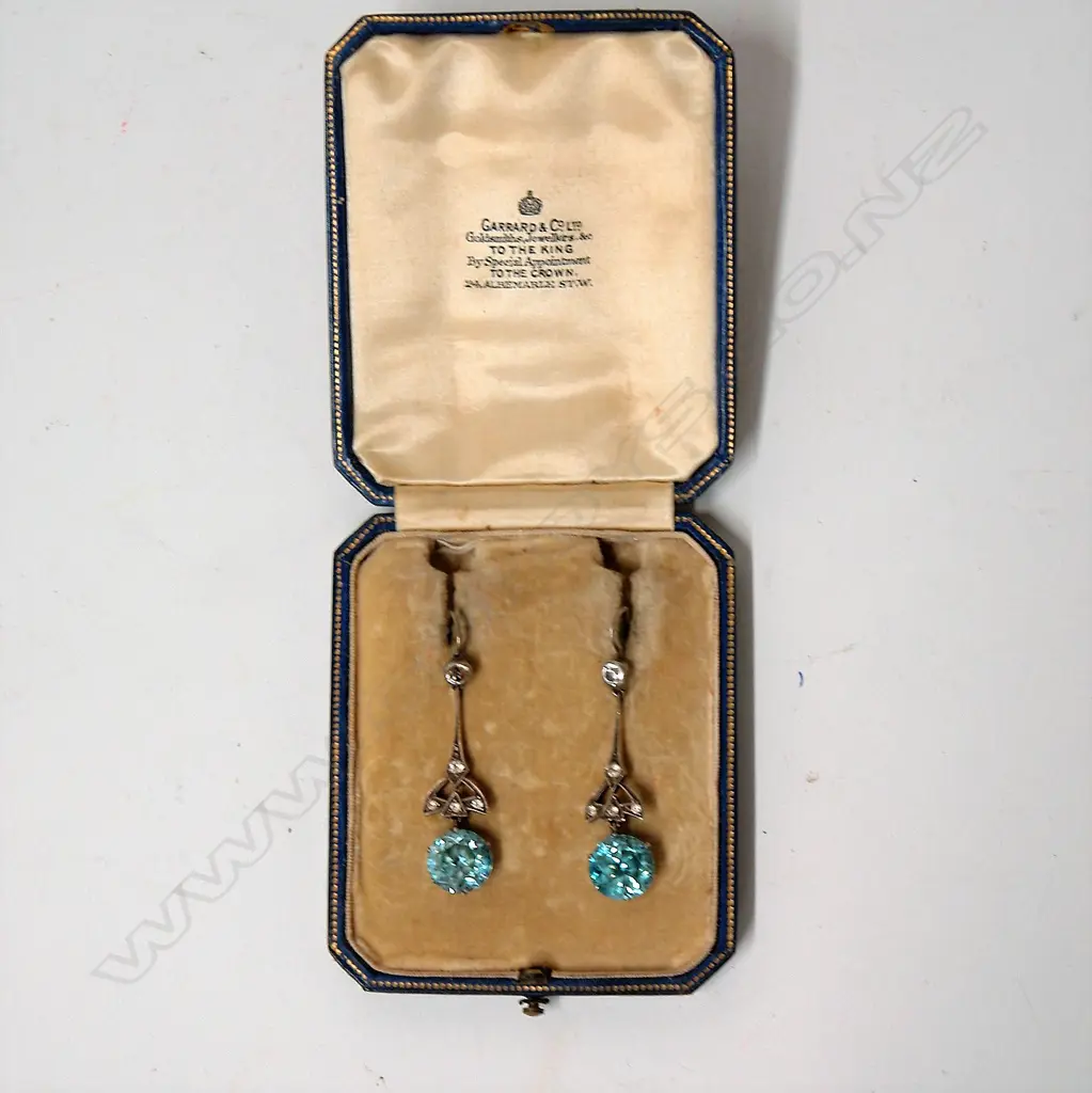 A pair of Art Deco silver and paste drop earrings Image 1++