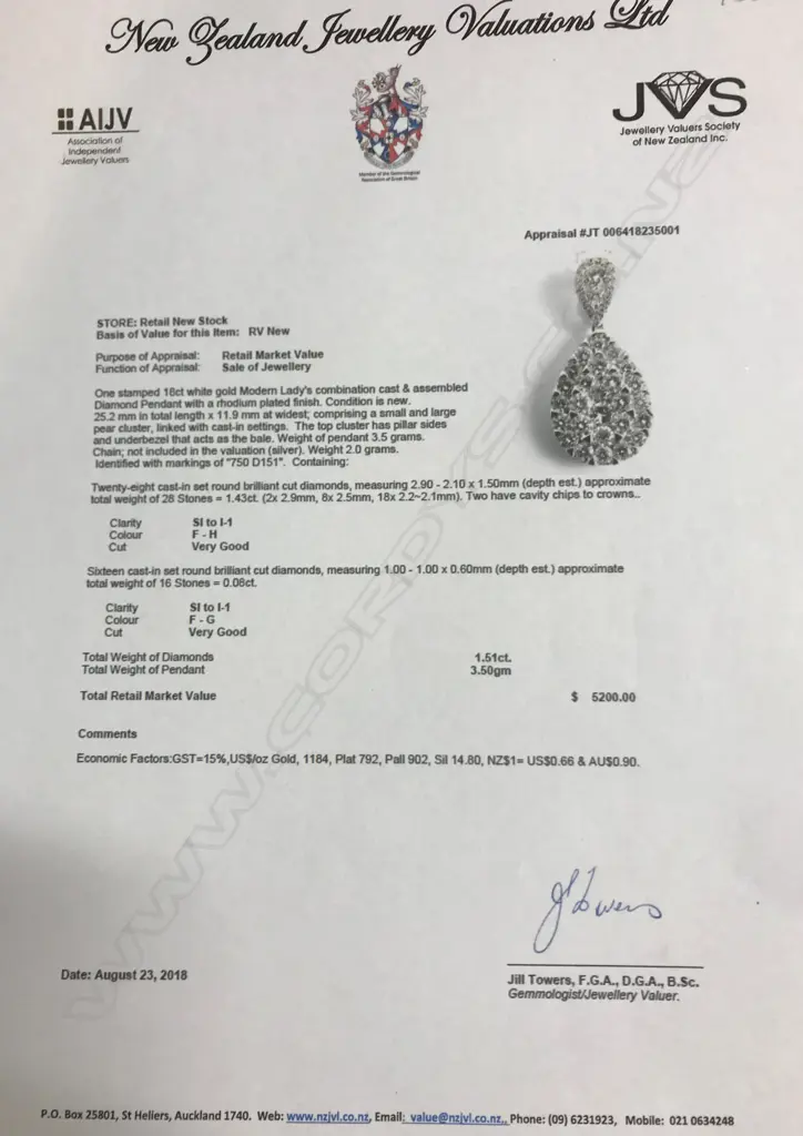 An 18ct. white gold and diamond pendant on chain Image 1++