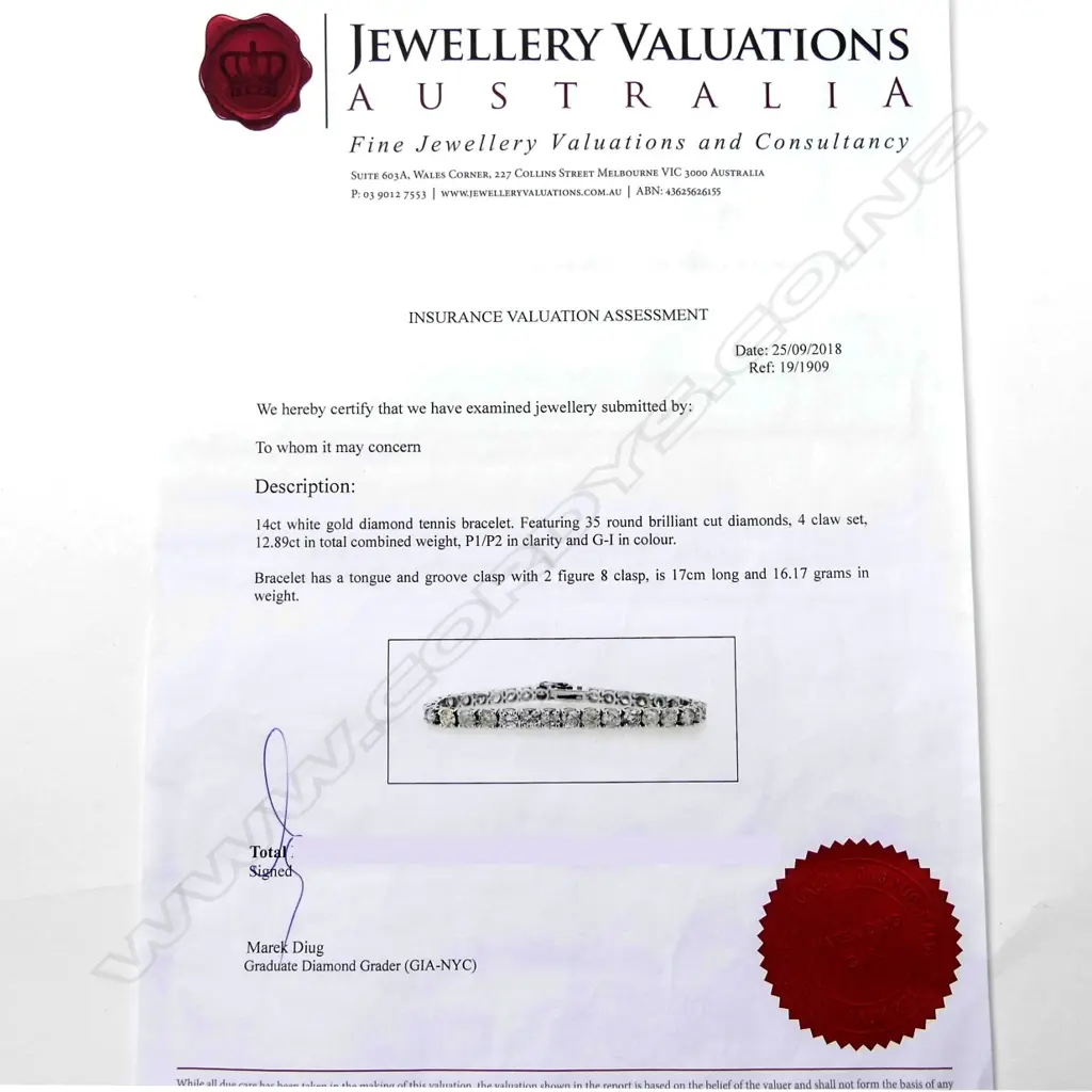 A 14ct white gold and diamond tennis bracelet Image 1++