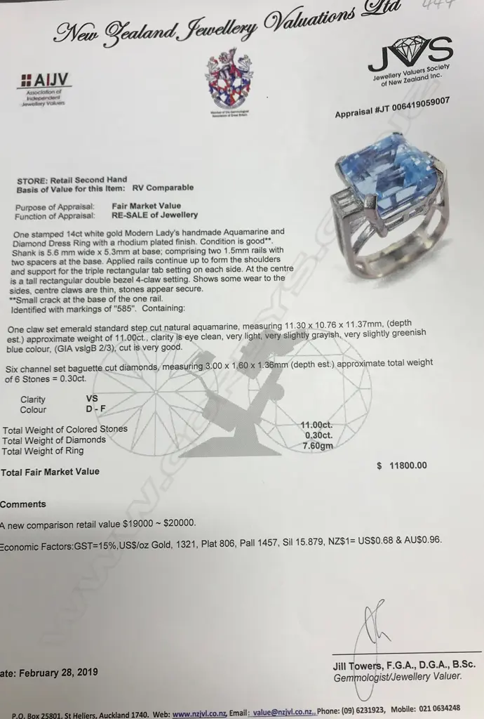 A good 14ct white gold lady's handmade large aquamarine and diamond dress ring Image 1++