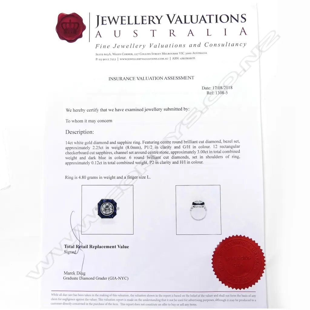 A 14ct white gold sapphire and diamond Art Deco style ring Image 1++