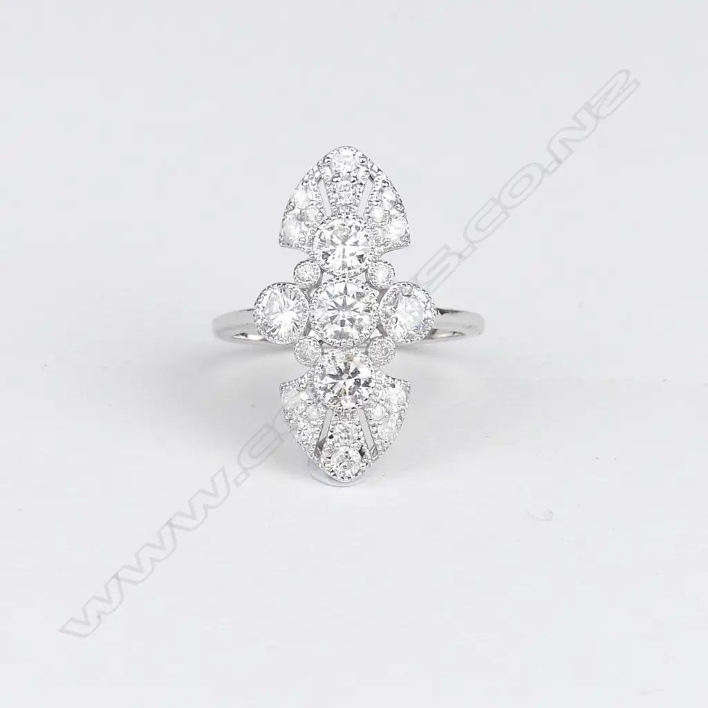 An 18ct white gold and diamond Art Deco style ring Image 1++