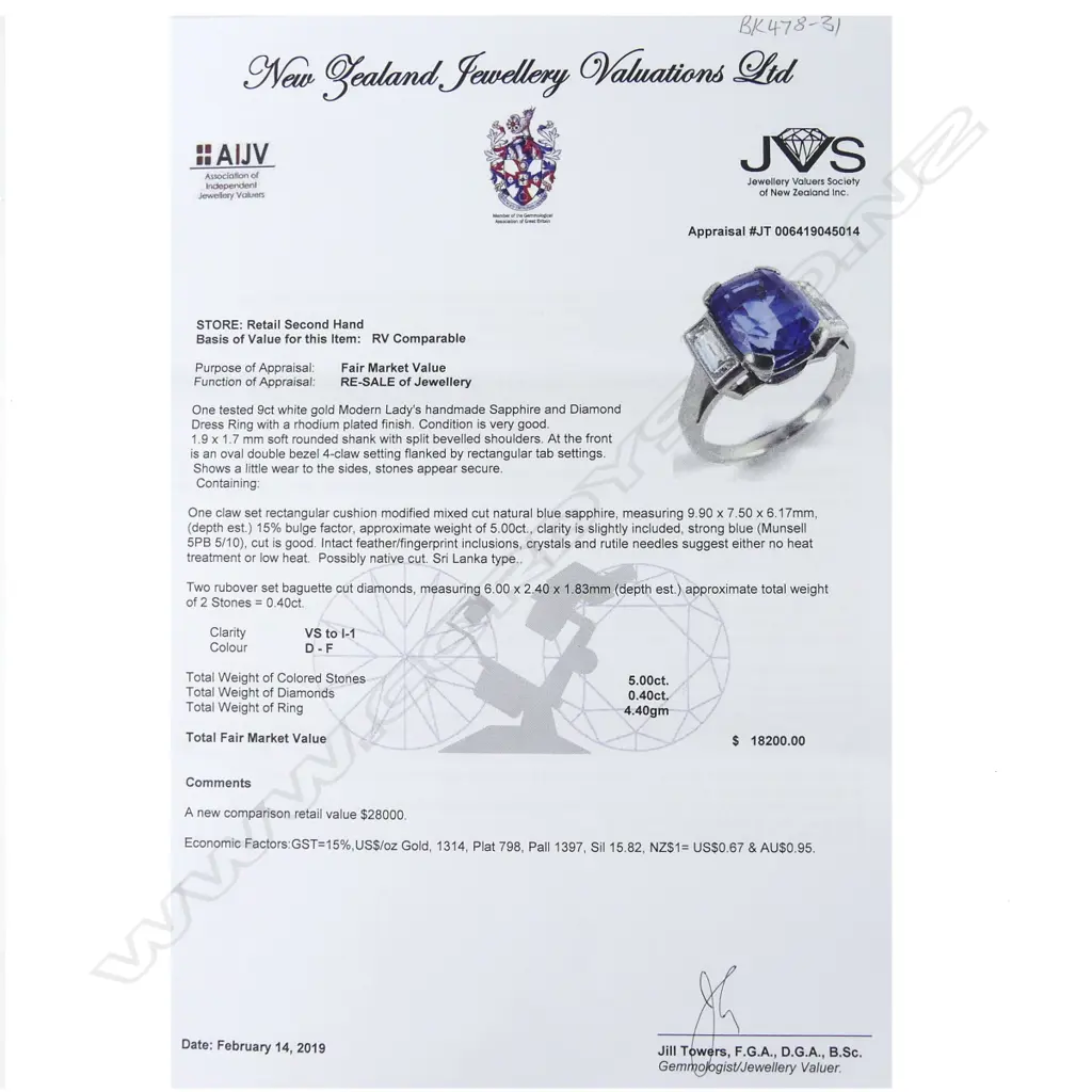 A 9ct white gold sapphire and diamond ring Image 1++
