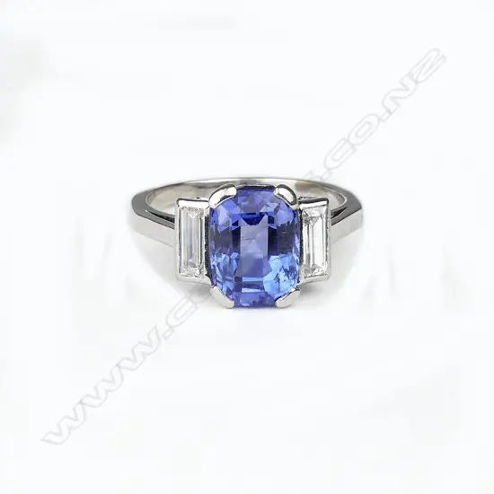 A 9ct white gold sapphire and diamond ring