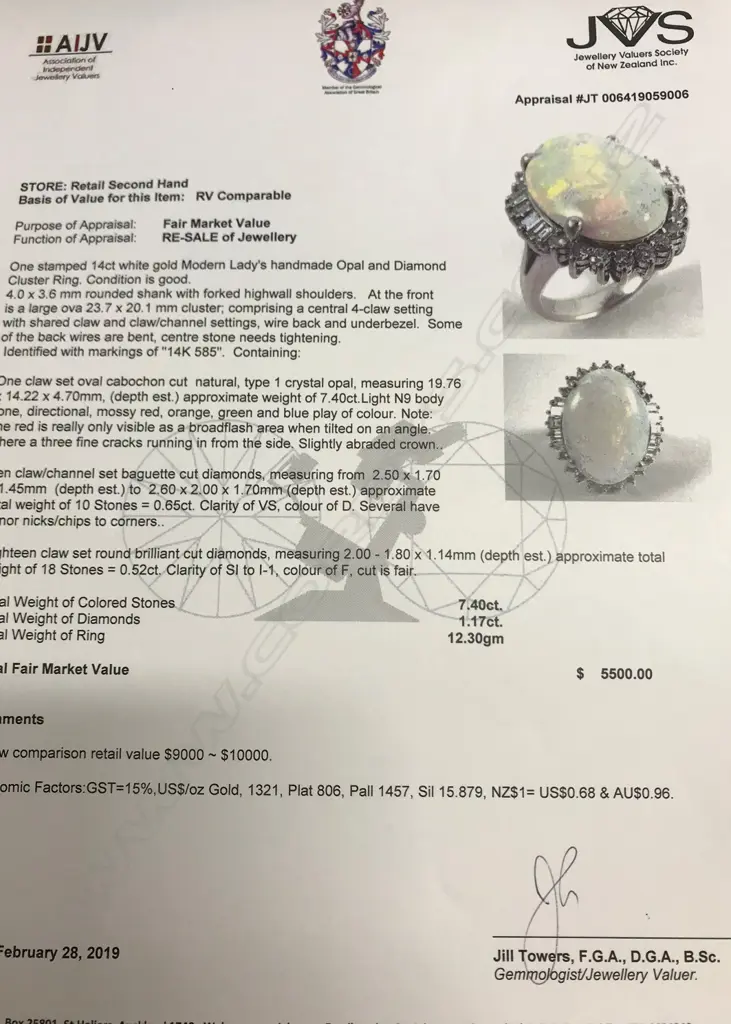 An impressive lady’s opal and diamond dress ring Image 1++