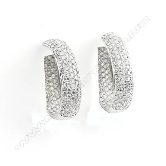 A pair of impressive lady's 18ct. white gold and multi-diamond large hoop earrings