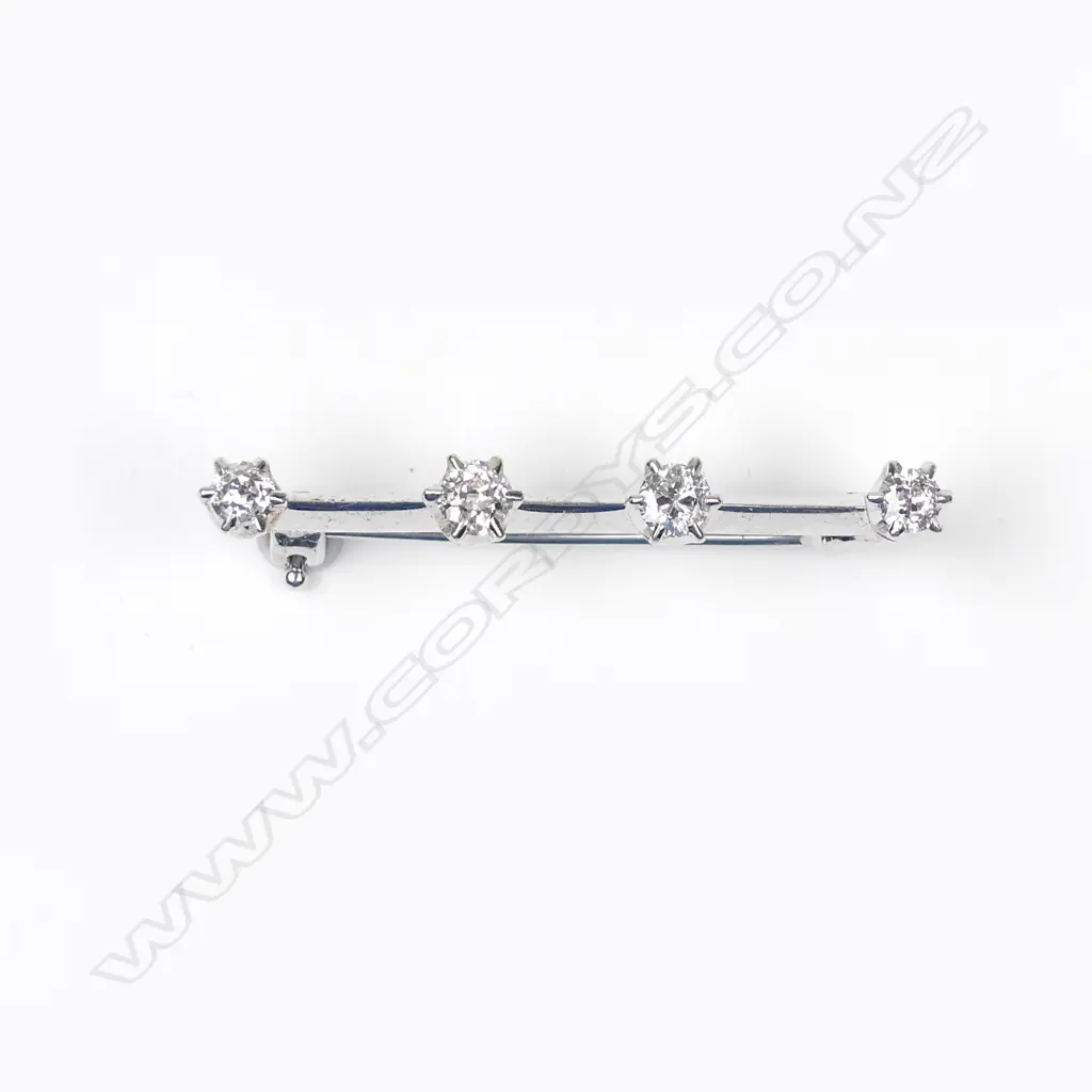A platinum and diamond bar brooch Image 1++