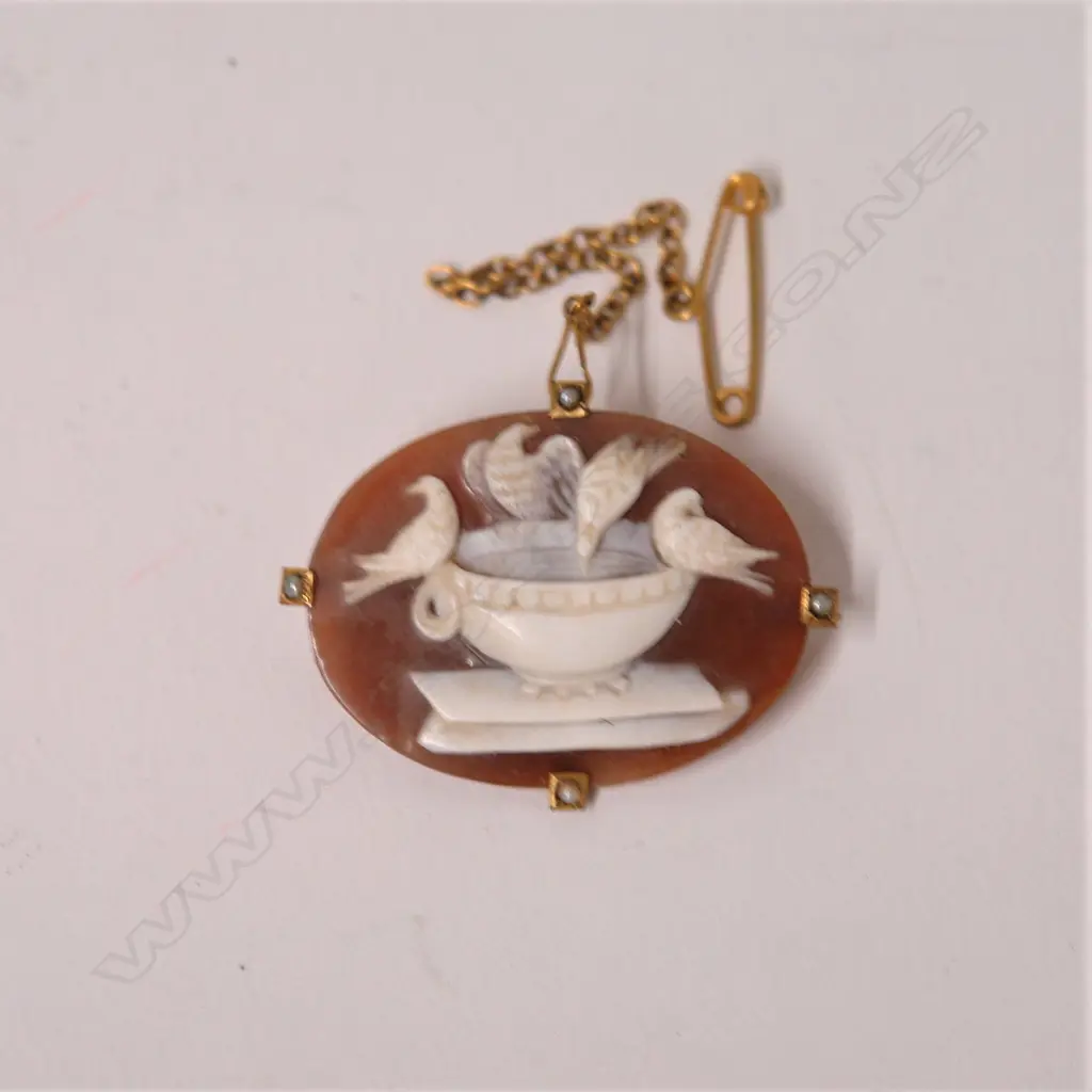 A late 19thC gold mounted cameo brooch Image 1++