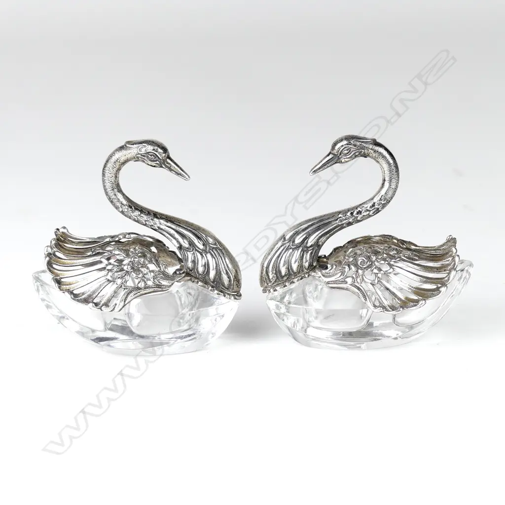 A pair of continental silver and crystal salts Image 1++