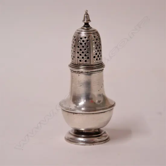A George II silver baluster pepperette