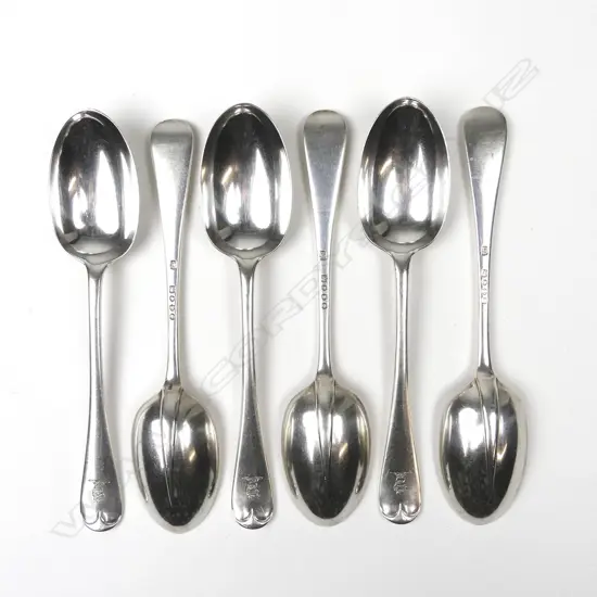 Six Victorian silver dessert spoons