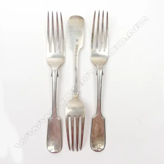 Three Victorian silver table forks