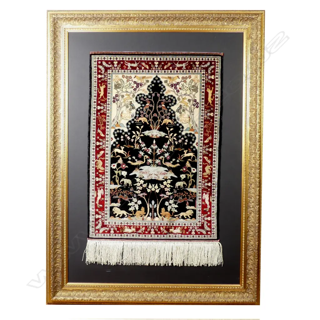 A Turkish Hereke 100% silk Tree of Life prayer rug Image 1++