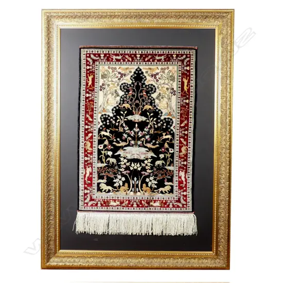 A Turkish Hereke 100% silk Tree of Life prayer rug