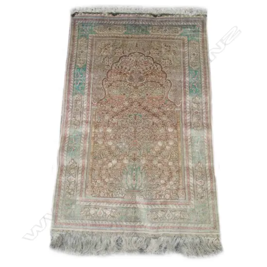A Turkish Hereke silk cut pile prayer rug
