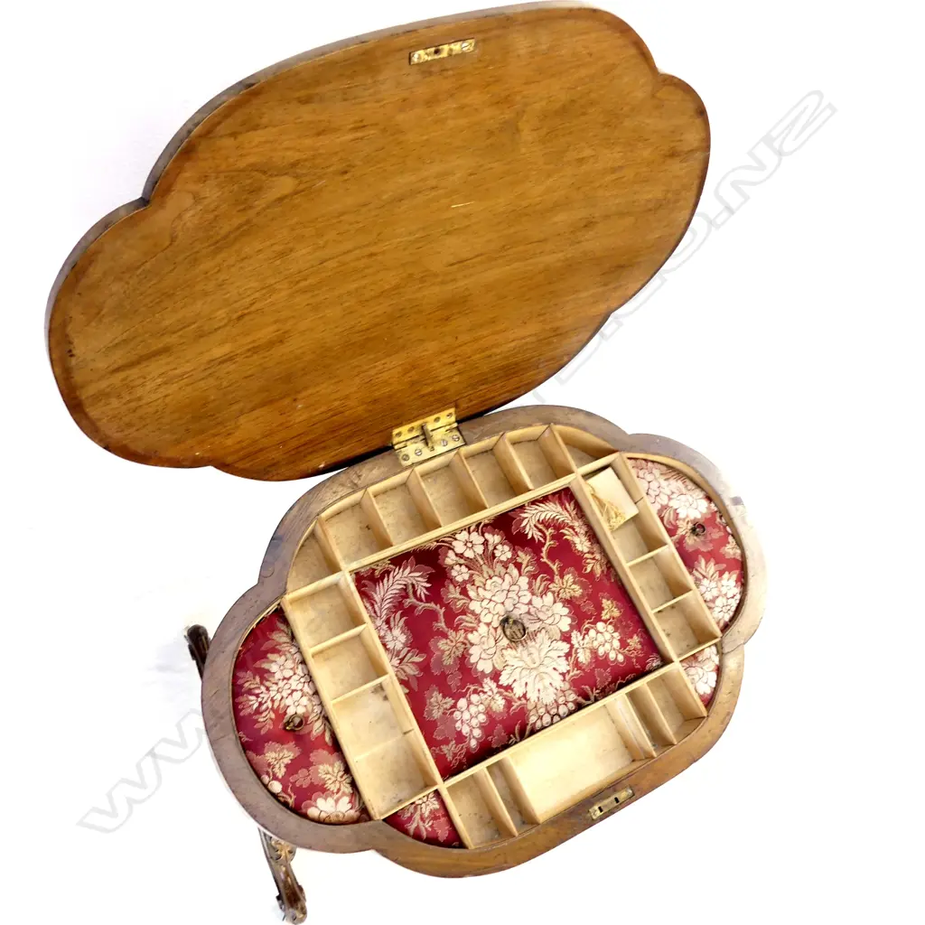 A Victorian figured walnut sewing table Image 1++