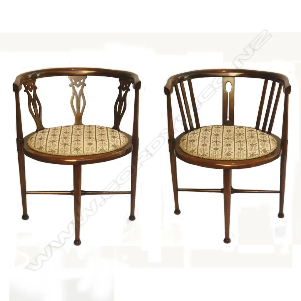 Two Edwardian Sheraton Revival parlour chairs Image 1++