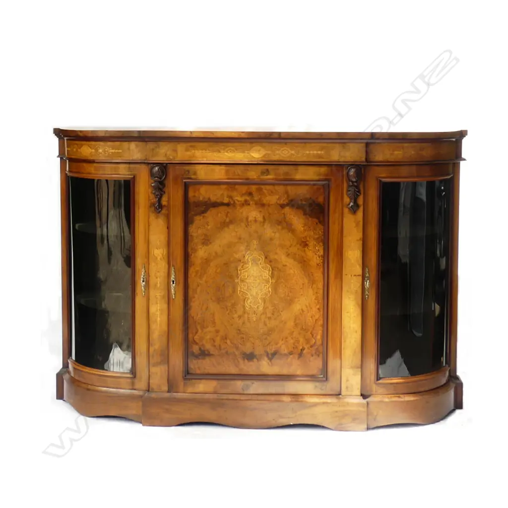 A Victorian burr walnut credenza Image 1++