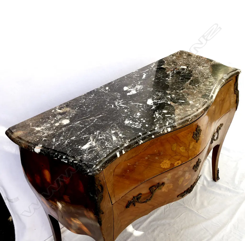 A marble top French style bombe commode Image 1++