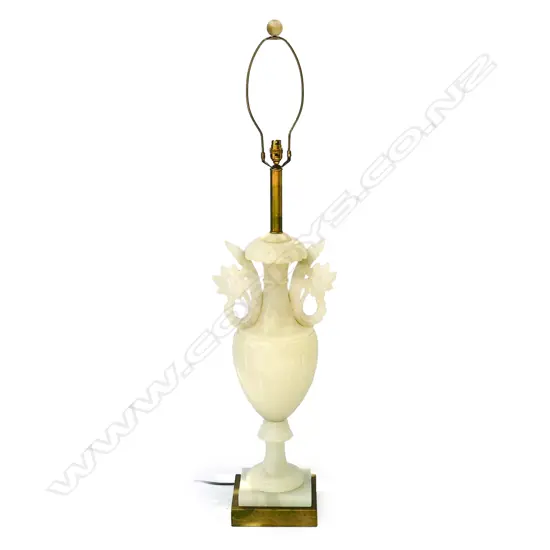 A large alabaster table lamp
