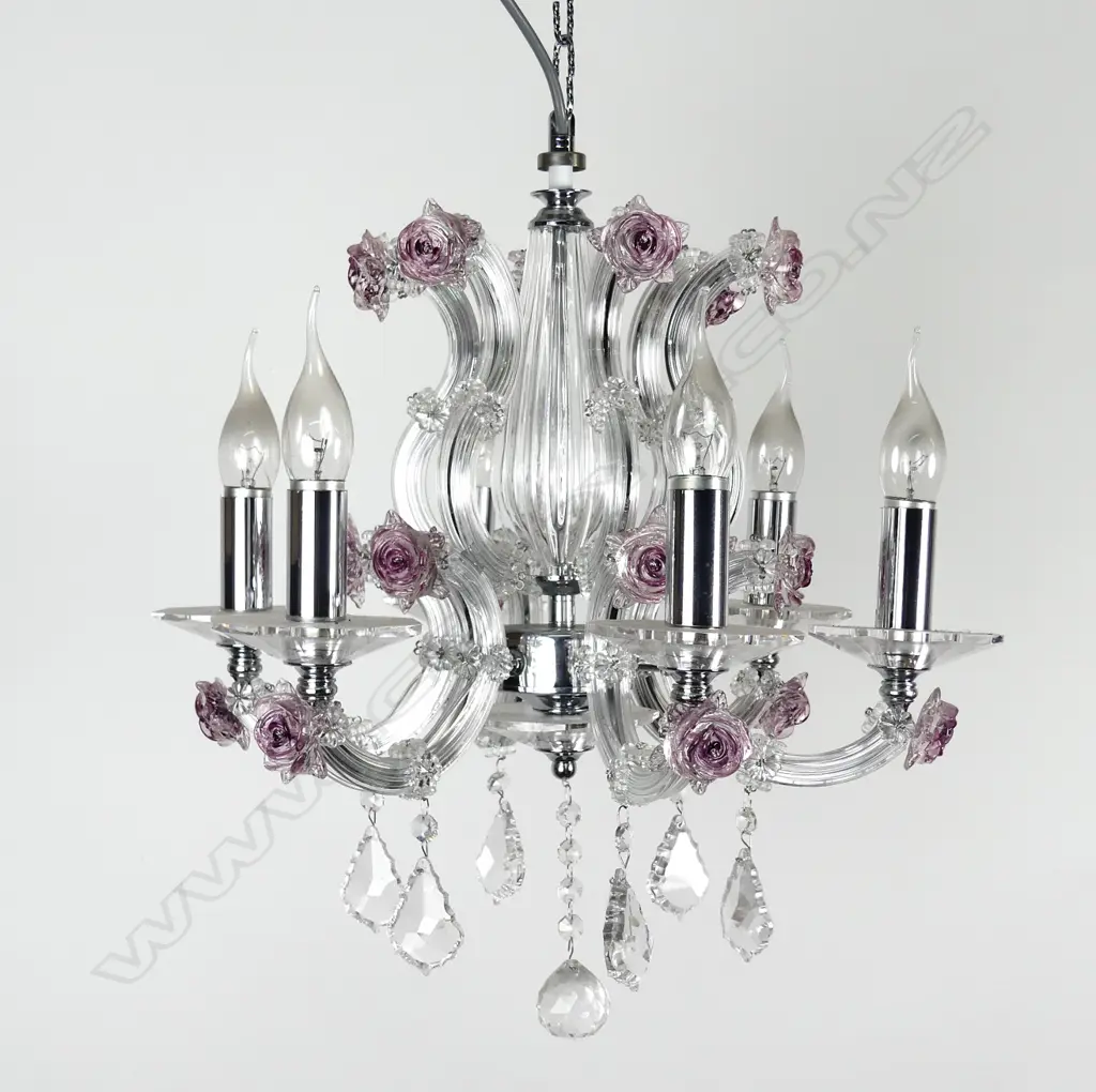 A stylish crystal six-branch chandelier Image 1++