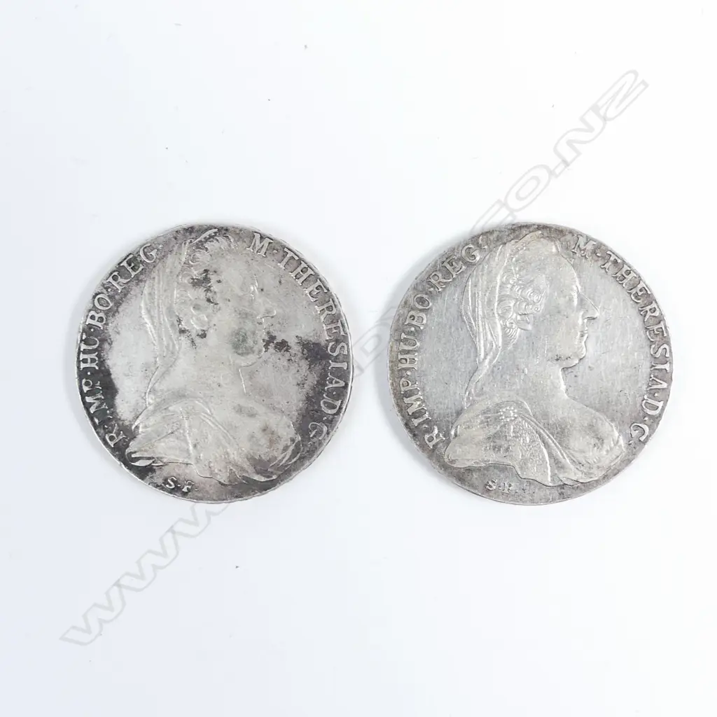 Two Austria 1780 Maria Theresa and double headed eagle thaler coins Image 1++