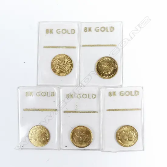 Five various small gold coins