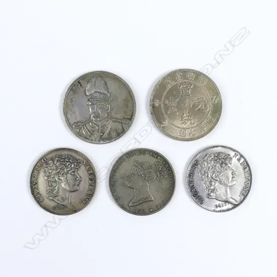 Five vintage silver coins (some maybe copies)