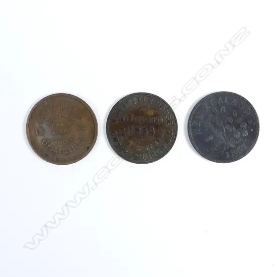 Three 19thC N.Z. tokens