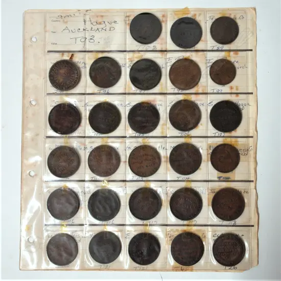 28 N.Z. 19thC Tradesmen's tokens