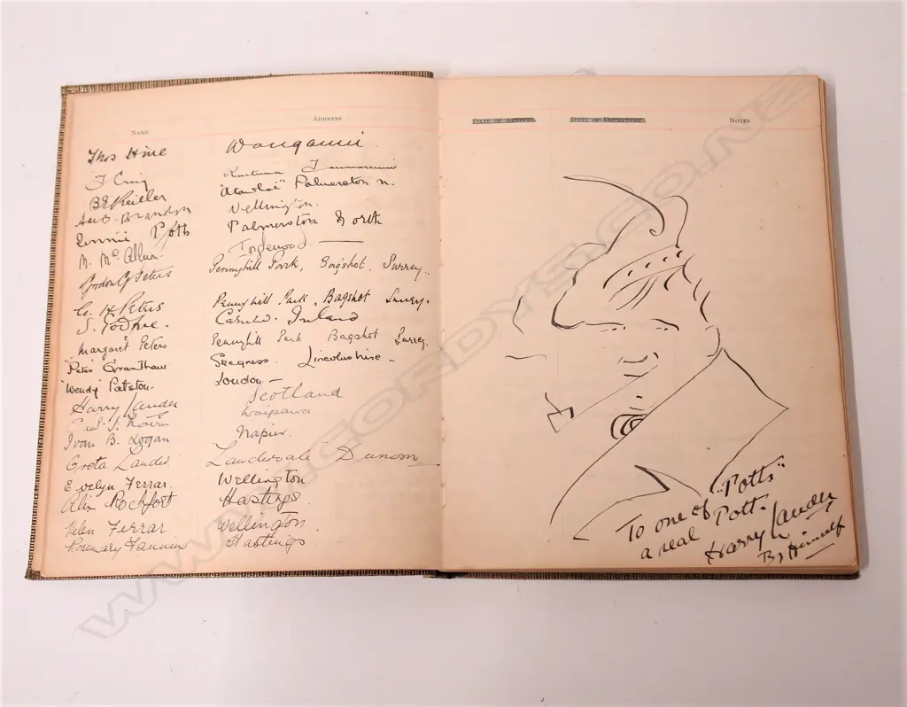 A 1930/1940 Taupo fishing lodge Visitor's Book Image 1++