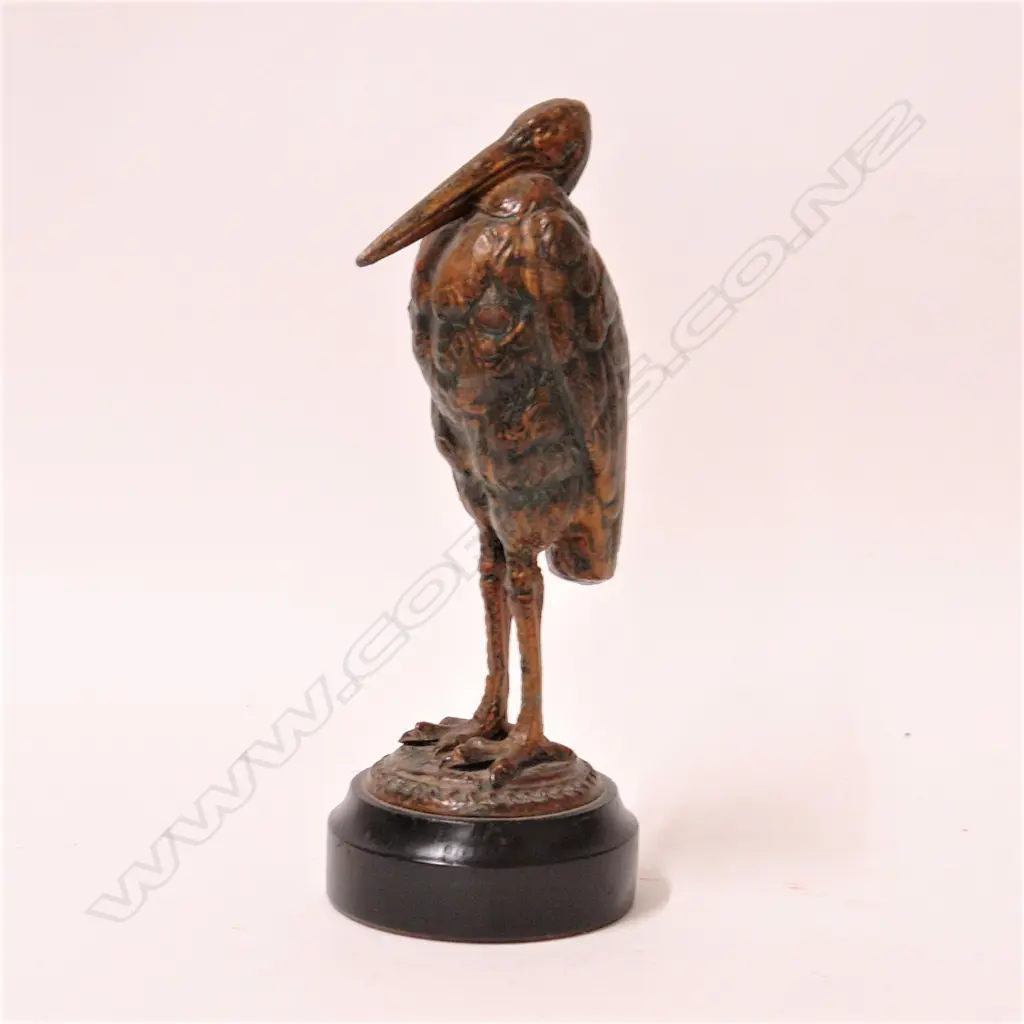 A late 19thC gilt spelter standing figure of a stork Image 1++