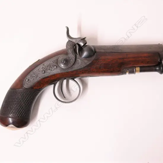 A c.1830s Irish round barrelled percussion pistol by Dowling of Dublin