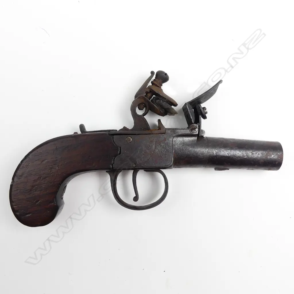 A c.1800 English flintlock box-lock pocket pistol Image 1++