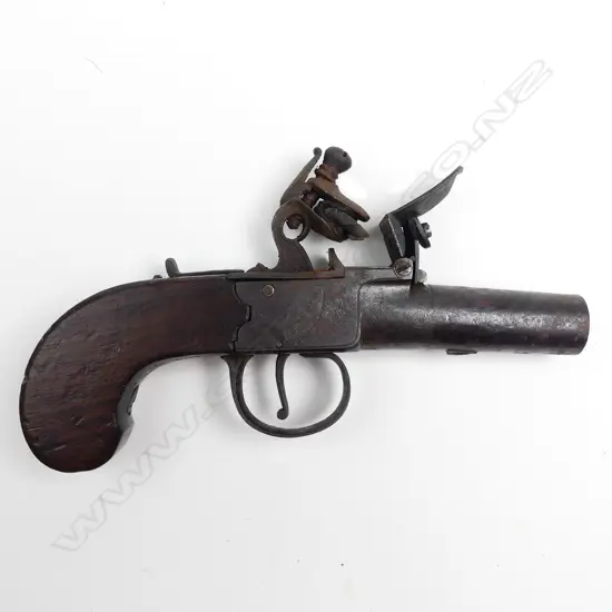 A c.1800 English flintlock box-lock pocket pistol
