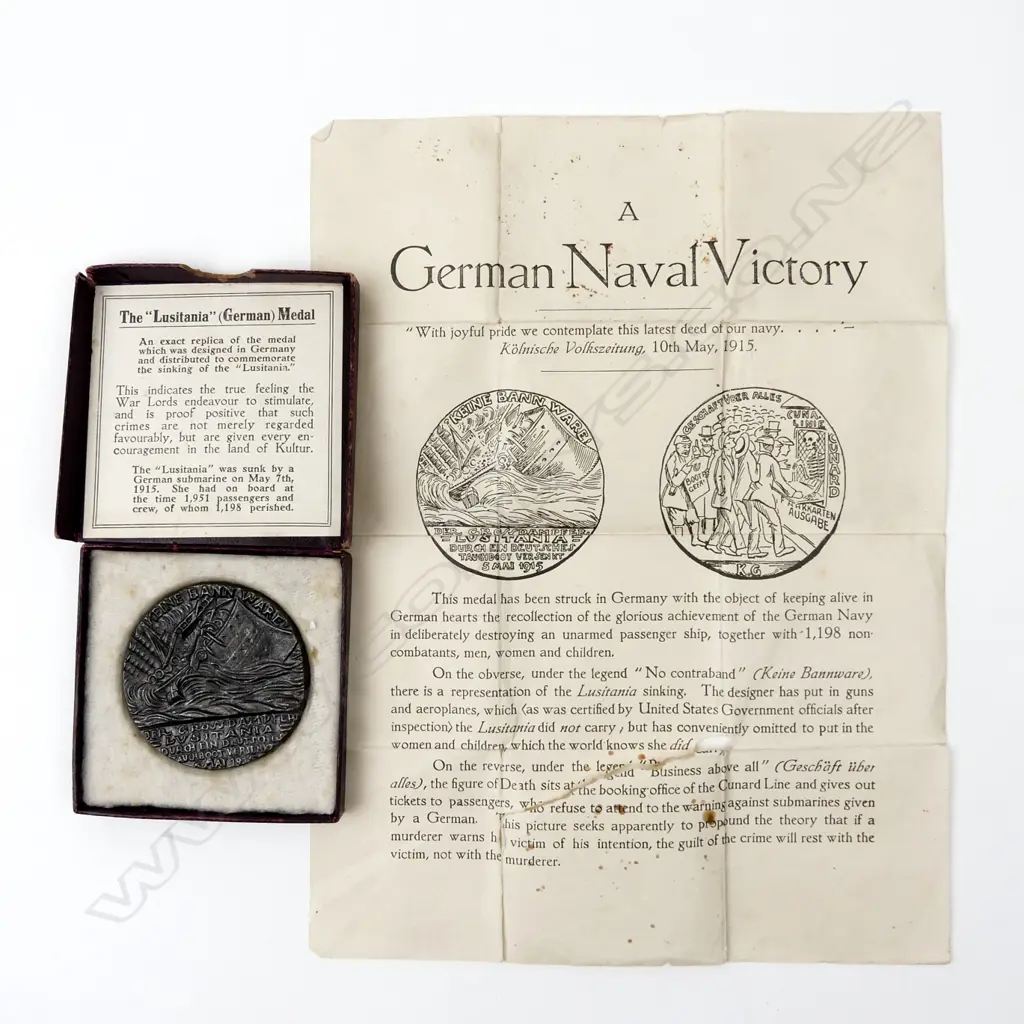A WW1 1916 British propaganda replica Lusitania medal Image 1++