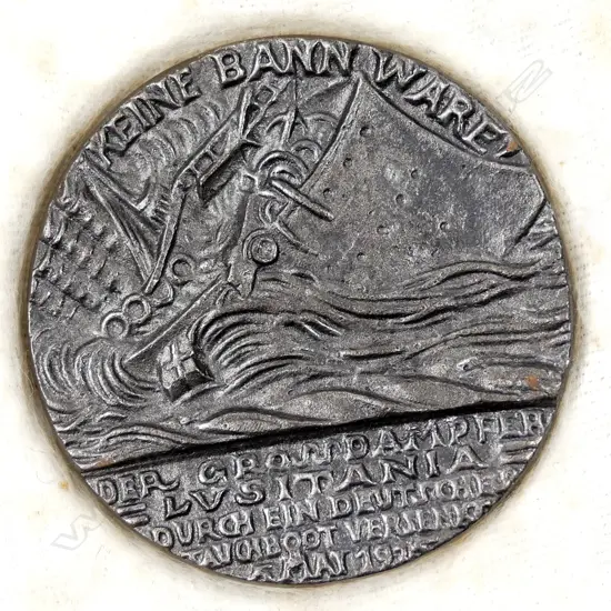 A WW1 1916 British propaganda replica Lusitania medal