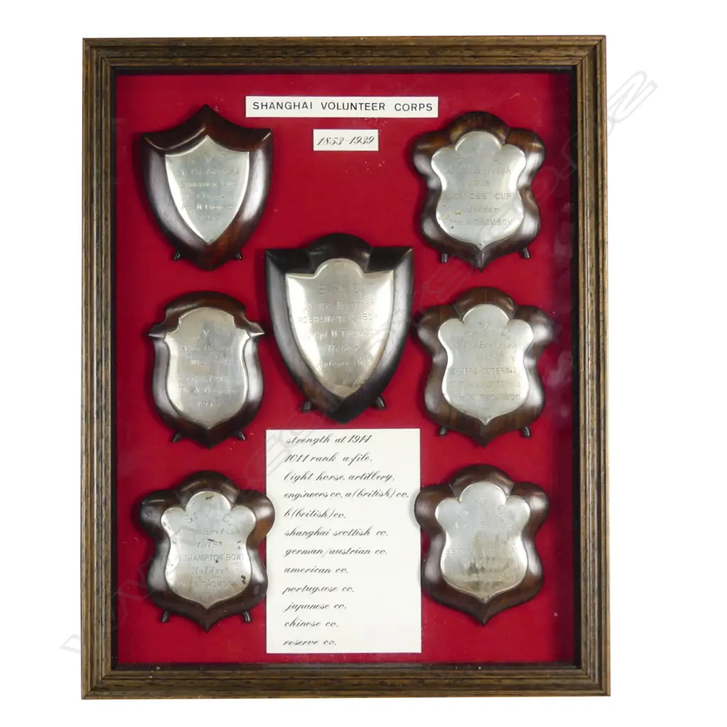 Seven silver trophy shields from Shanghai Volunteer Corps shooting competitions Image 1++