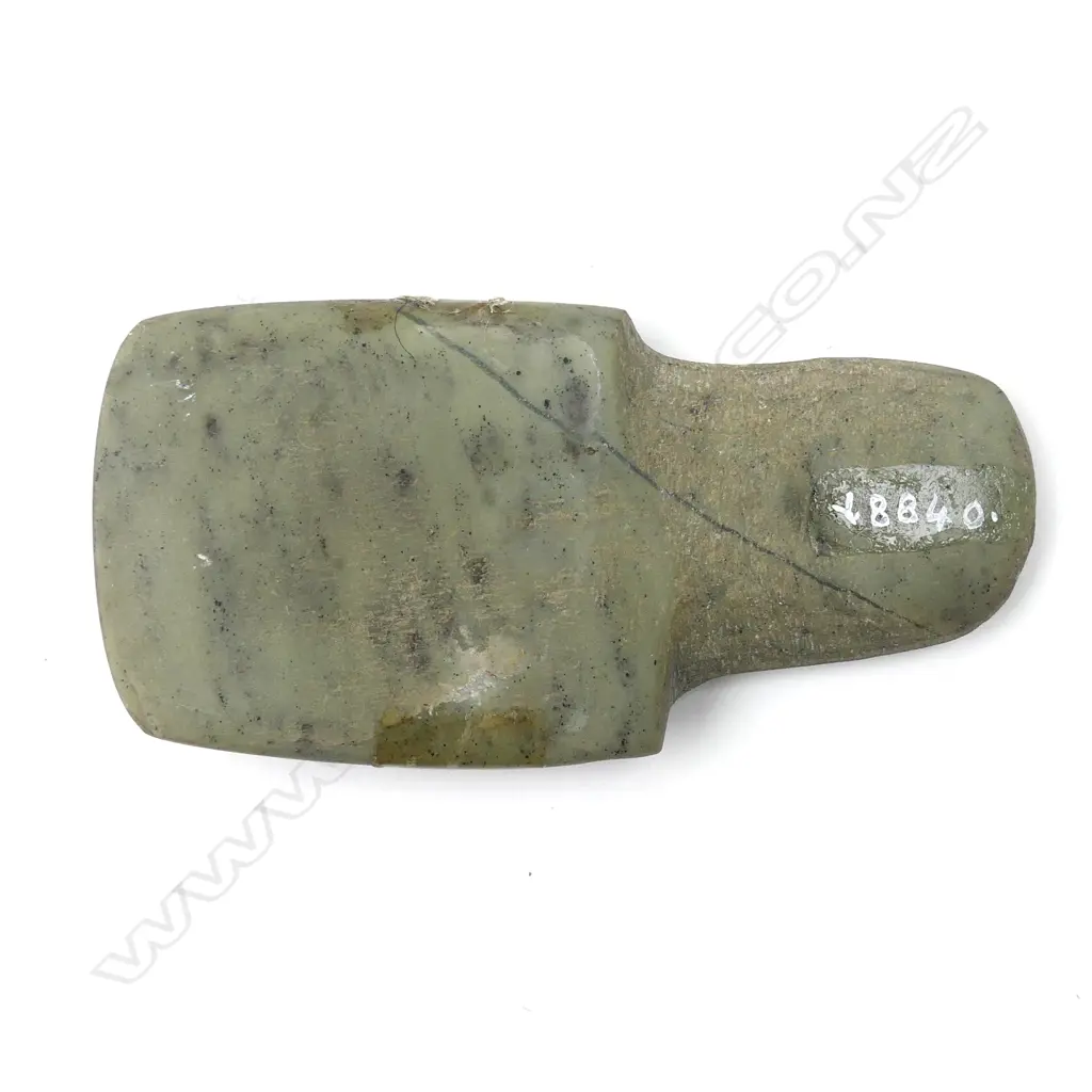 A small grey-green stone adze blade Image 1++