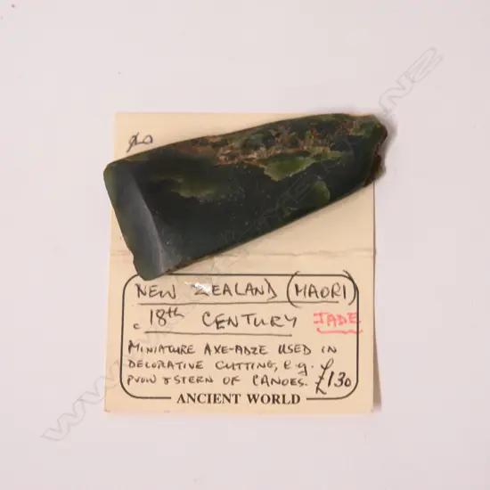 A 19thC or earlier small toki pounamu (nephrite adze blade)