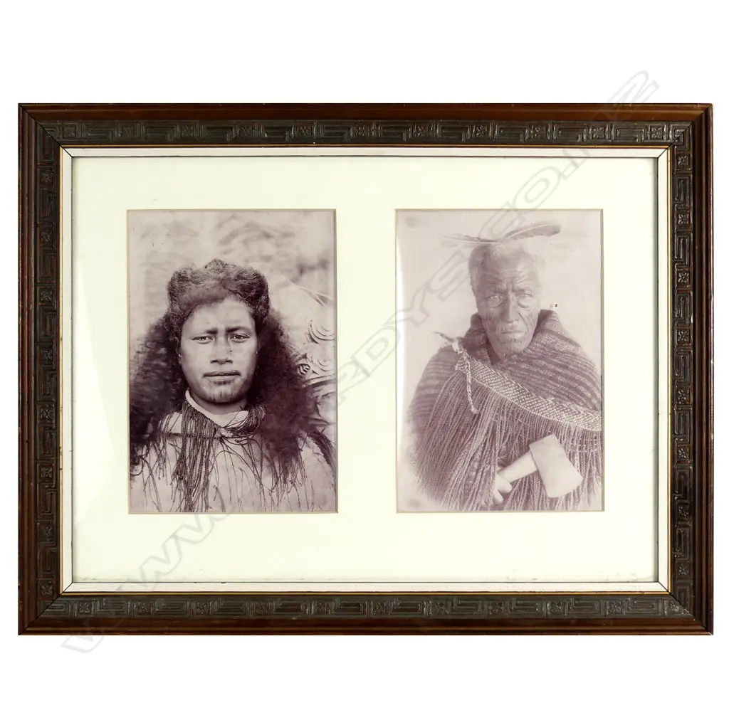 Two 19thC Maori portrait albumen photographs Image 1++