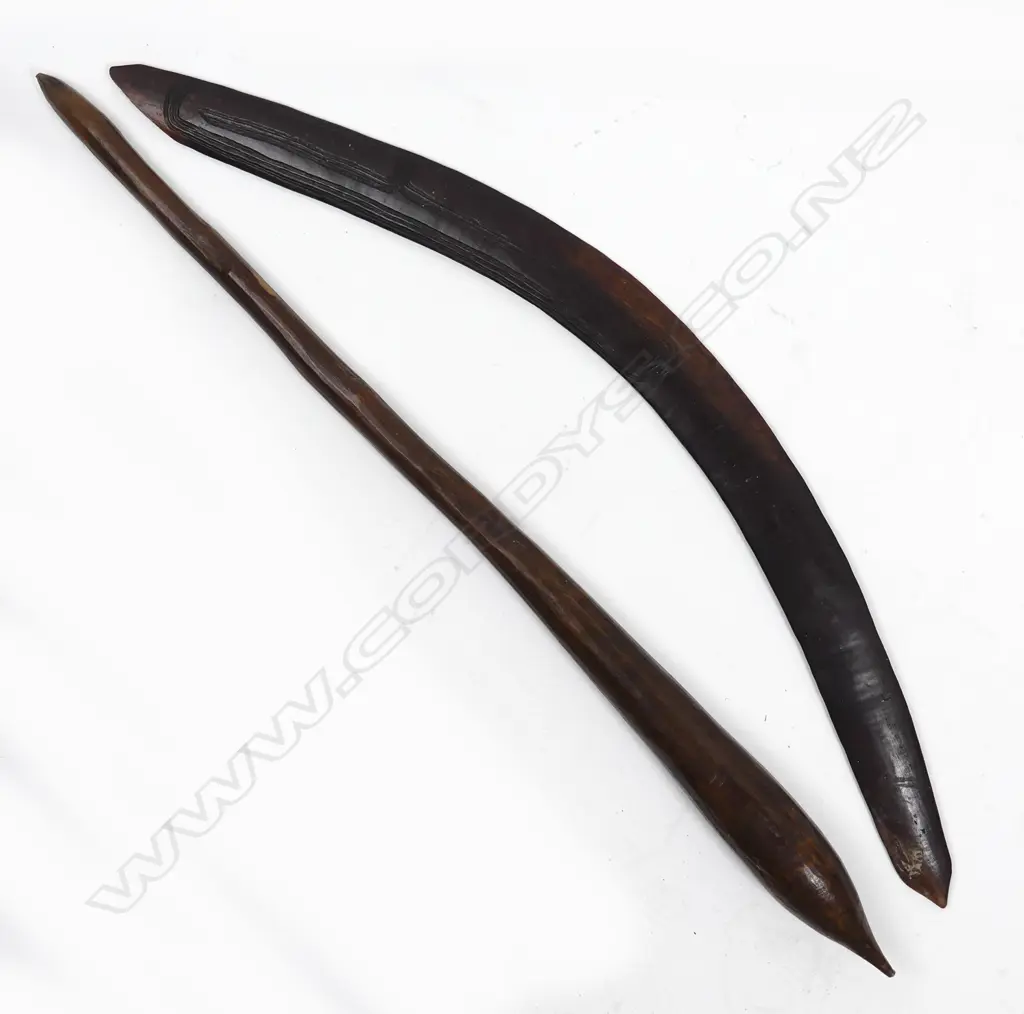 An Aboriginal nulla nulla and a boomerang Image 1++