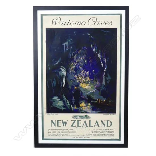 A vintage N.Z. 'Railways Studios' vintage poster 'Waitomo Caves'