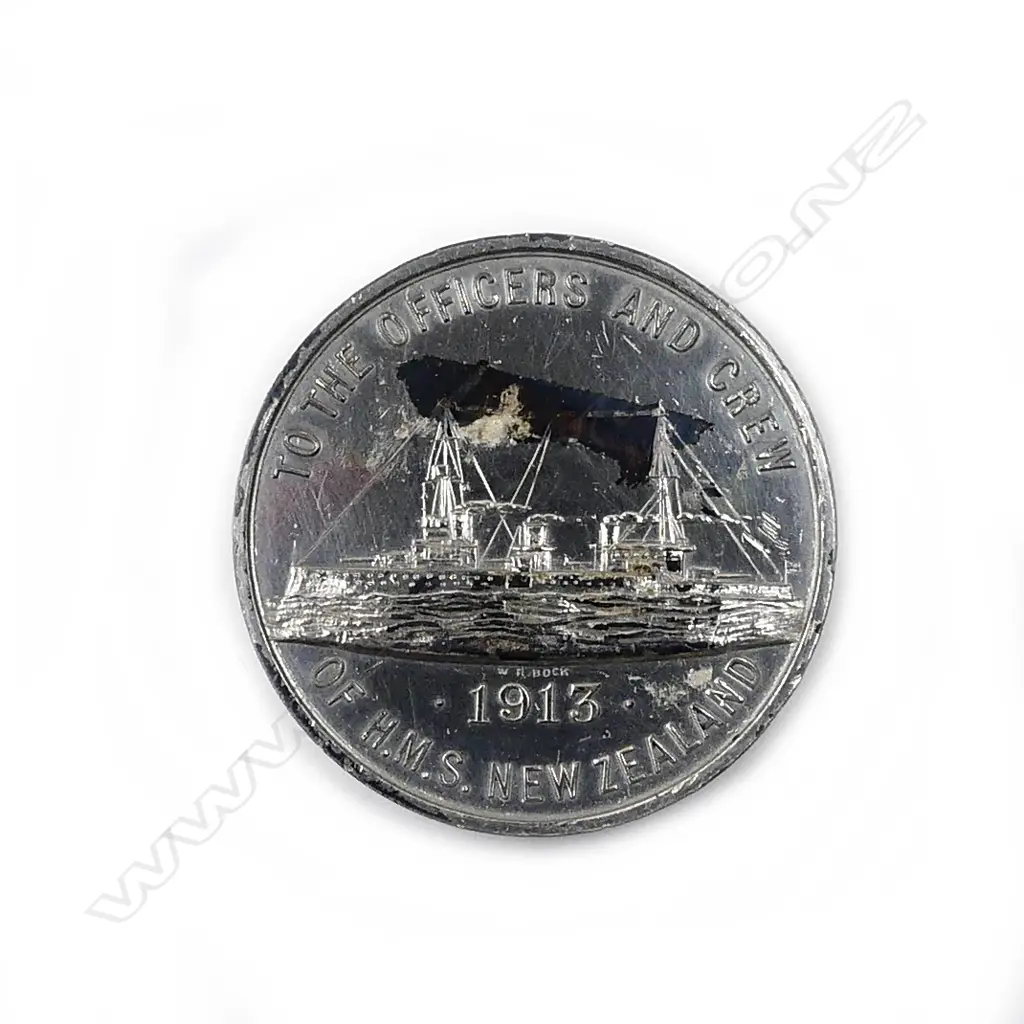 A scarce silver medal for the visit of H.M.S. New Zealand 1913 Image 1++