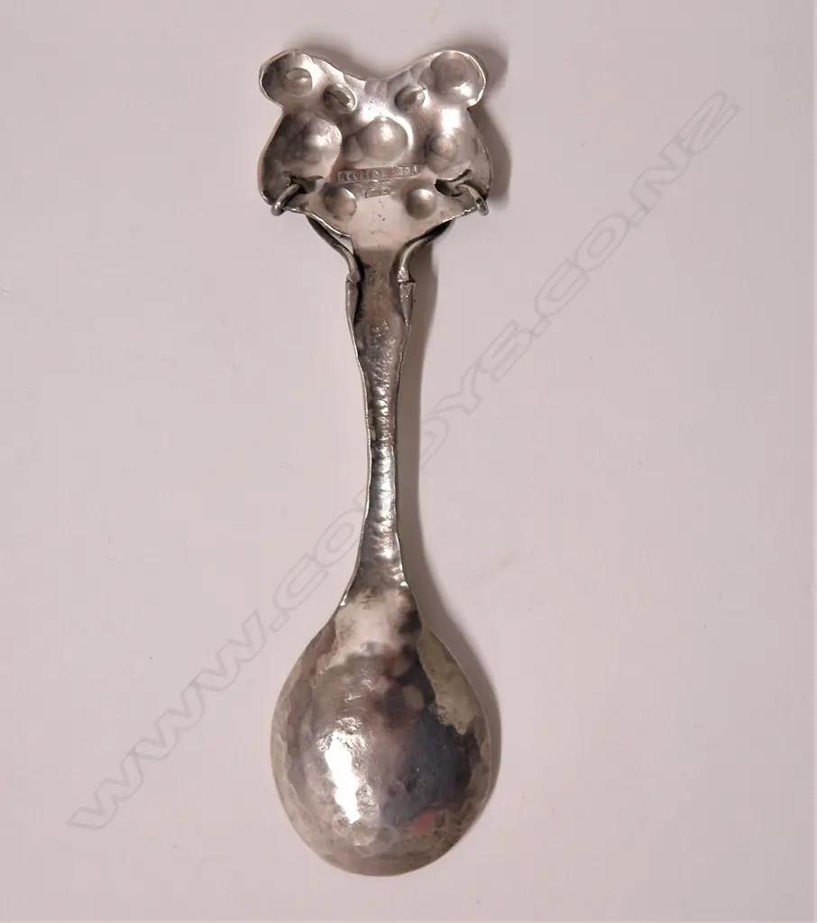 A good Reuben Watts silver and enamel Arts & Crafts spoon Image 1++