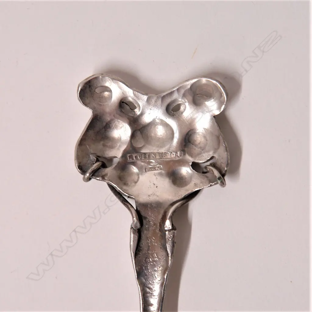 A good Reuben Watts silver and enamel Arts & Crafts spoon Image 1++