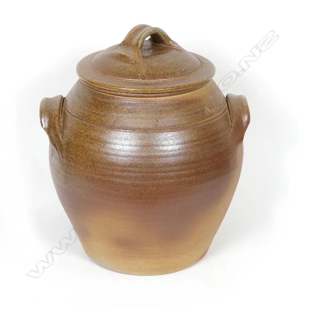 John Leach Muchelney Pottery large lidded bread crock Image 1++