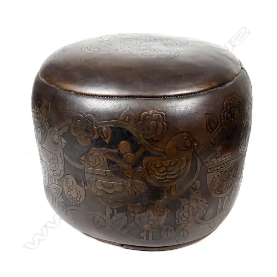 Marie Potter decorated leather pouffe